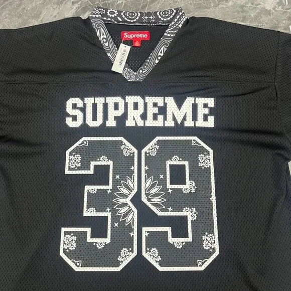 SUPREME BANDANA FOOTBALL JERSEY BLACK - SS25 🔥 Medium